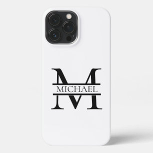 Personalisiertes elegantes Monogramm und Name weiß iPhone 13 Pro Max Hülle