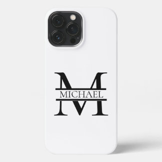 Personalisiertes elegantes Monogramm und Name weiß iPhone 13 Pro Max Hülle