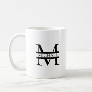 Personalisiertes elegantes Monogramm und Name weiß Kaffeetasse