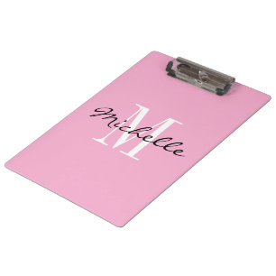 Personalisiertes elegantes pastellrosa Monogramm Klemmbrett