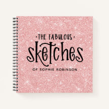 Personalisiertes elegantes rosa Glitzer Sketchbook
