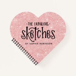 Personalisiertes elegantes rosa Glitzer Sketchbook Notizbuch