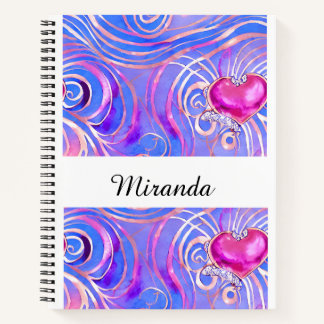 Personalisiertes elegantes rosa Herz-Spiral-Notebo Notizbuch
