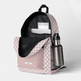 Personalisiertes elegantes, rosa Kariertes Muster Bedruckter Rucksack