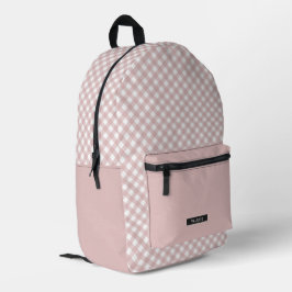 Personalisiertes elegantes, rosa Kariertes Muster Bedruckter Rucksack