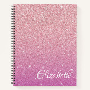 Personalisiertes elegantes Rosa Ombre Glitzer Note Notizbuch