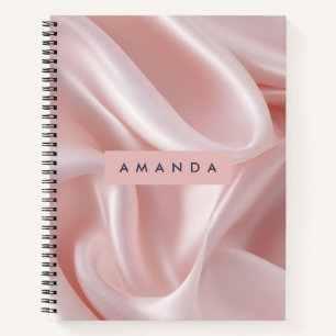 Personalisiertes Elegantes Rosa Satin Design Notizbuch