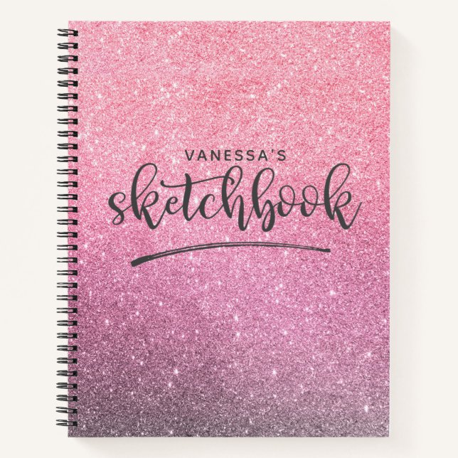Personalisiertes elegantes rosa Sketchbook-Noteboo Notizbuch (Vorderseite)