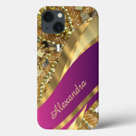 Personalisiertes, elegantes Rosa und goldenes Gelb Case-Mate iPhone Hülle