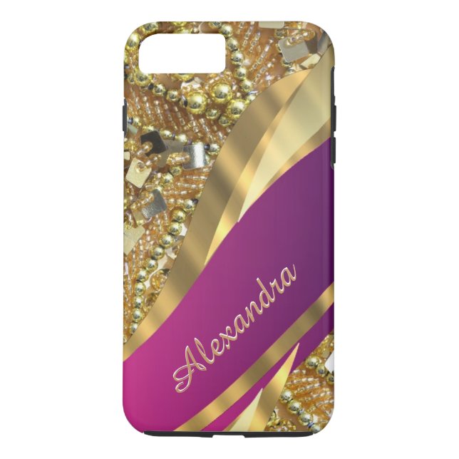 Personalisiertes, elegantes Rosa und goldenes Gelb Case-Mate iPhone Hülle (Rückseite)