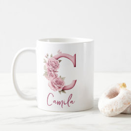 Personalisiertes elegantes rosafarbenes, florales  kaffeetasse