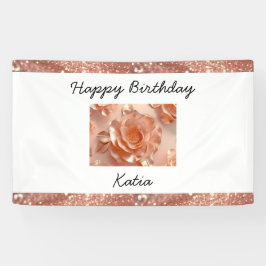 Personalisiertes elegantes Rose Gold Rose Glitzer  Banner