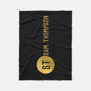 Personalisiertes elegantes Schwarz & Gold Modernes Fleecedecke