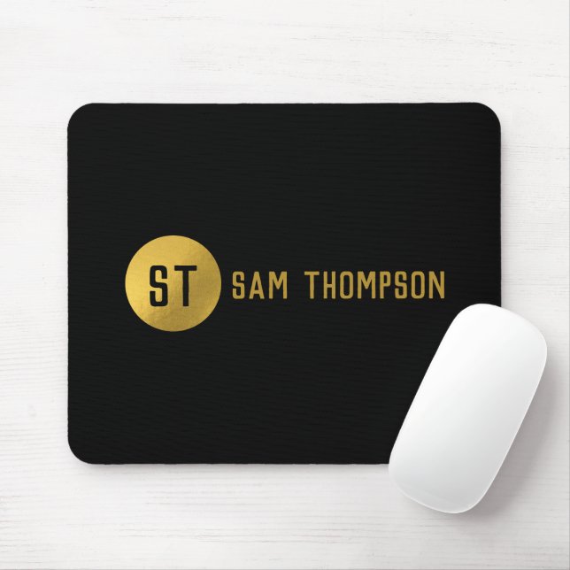 Personalisiertes elegantes Schwarz & Gold Modernes Mousepad (Mit Mouse)