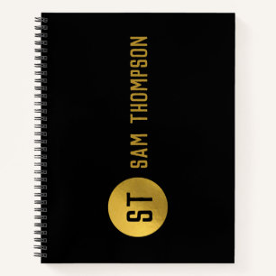 Personalisiertes elegantes Schwarz & Gold Modernes Notizbuch