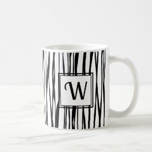 Personalisiertes, elegantes Schwarzes Skript Monog Kaffeetasse