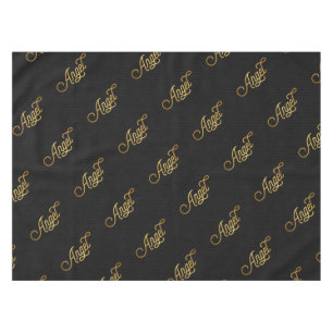 Personalisiertes Elegantes Script Angel Gold Black Tischdecke