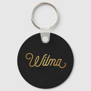 Personalisiertes elegantes Script Wilma Gold Black Schlüsselanhänger