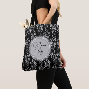 Personalisiertes Elegantes Silbernes Blumenmuster
