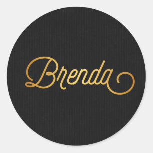 Personalisiertes elegantes Skript Brenda Runder Aufkleber