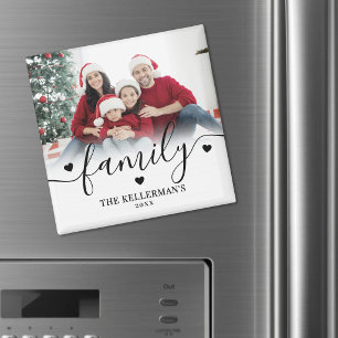 Personalisiertes elegantes Skript Familienfoto Magnet