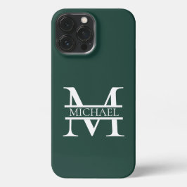 Personalisiertes elegantes Smaragdgrünes Monogramm iPhone 13 Pro Max Hülle