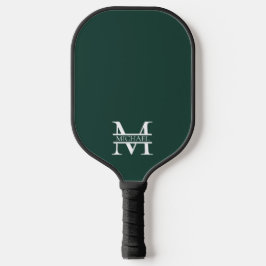 Personalisiertes elegantes Smaragdgrünes Monogramm Pickleball Schläger