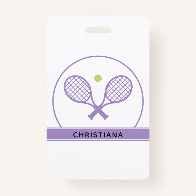 Personalisiertes Elegantes Tennis Racket und Ball  Ausweis (Vorderseite)