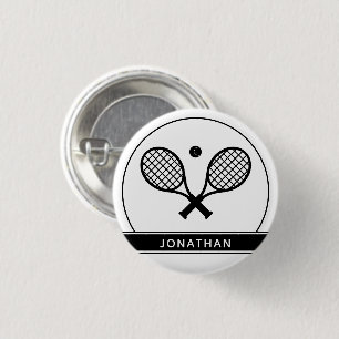 Personalisiertes Elegantes Tennis Racket und Ball Button