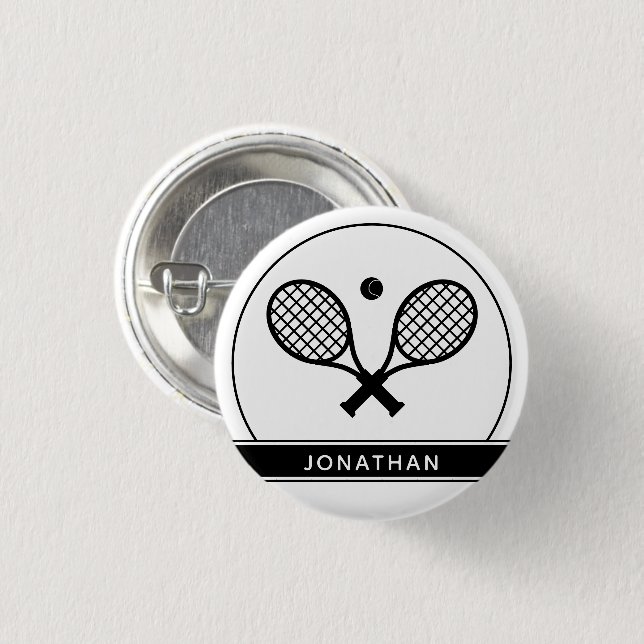 Personalisiertes Elegantes Tennis Racket und Ball  Button (Vorne & Hinten)