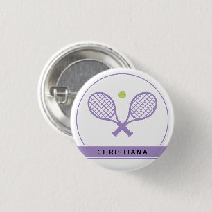 Personalisiertes Elegantes Tennis Racket und Ball Button