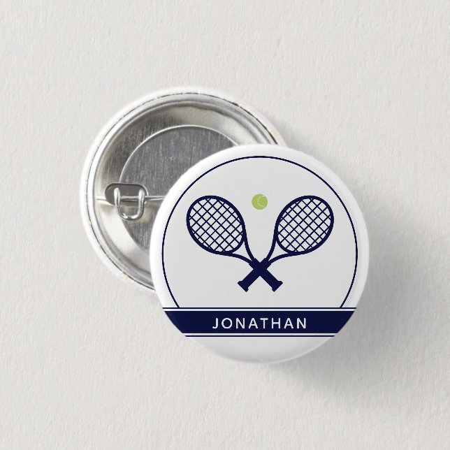 Personalisiertes Elegantes Tennis Racket und Ball  Button (Vorne & Hinten)