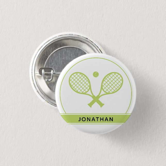 Personalisiertes Elegantes Tennis Racket und Ball  Button (Vorne & Hinten)