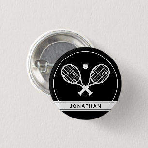 Personalisiertes Elegantes Tennis Racket und Ball Button