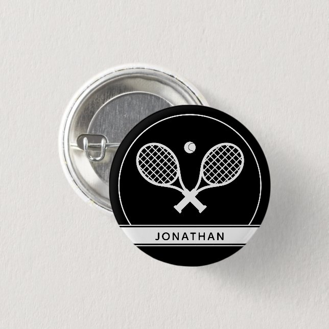 Personalisiertes Elegantes Tennis Racket und Ball  Button (Vorne & Hinten)
