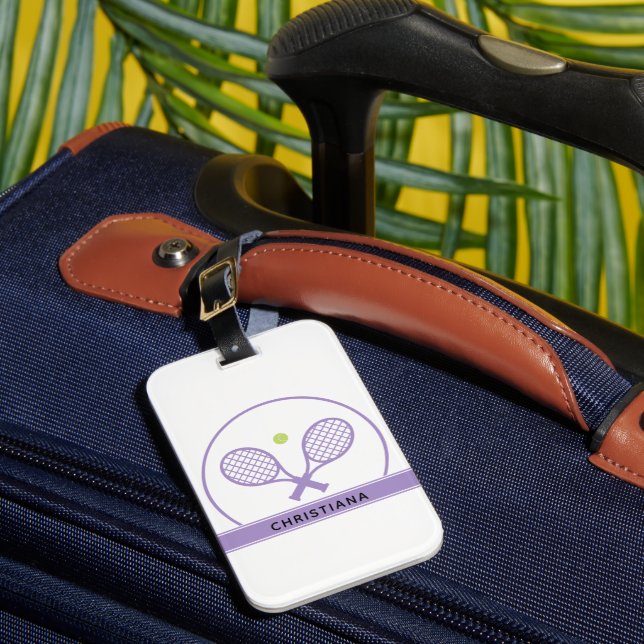 Personalisiertes Elegantes Tennis Racket und Ball  Gepäckanhänger (Vorderseite Insitu 1)