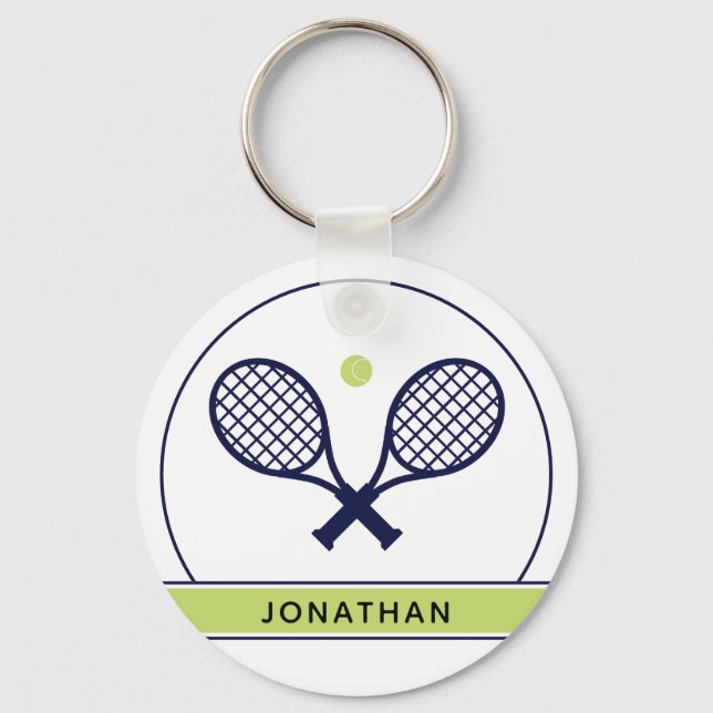 Personalisiertes Elegantes Tennis Racket und Ball  Schlüsselanhänger (Vorderseite)