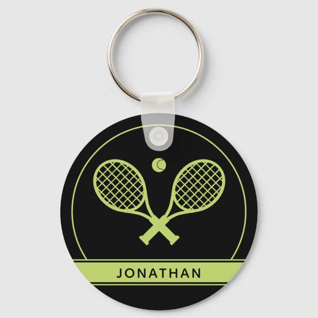 Personalisiertes Elegantes Tennis Racket und Ball  Schlüsselanhänger (Vorderseite)