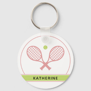 Personalisiertes Elegantes Tennis Racket und Ball  Schlüsselanhänger