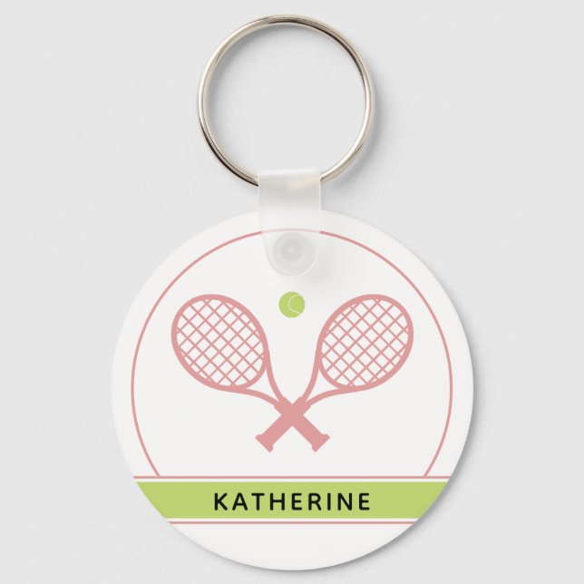 Personalisiertes Elegantes Tennis Racket und Ball  Schlüsselanhänger (Vorderseite)