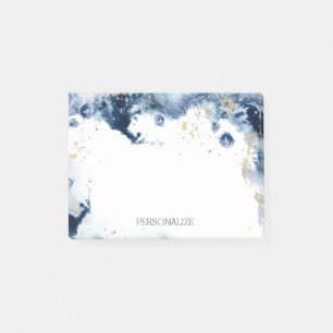Personalisiertes Elegantes Wasser Gold Navy Blau Post-it Klebezettel