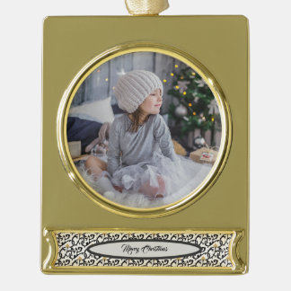 Personalisiertes elegantes Weihnachtsmuster Banner-Ornament Gold