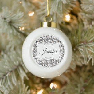 Personalisiertes elegantes Weihnachtsmuster Keramik Kugel-Ornament