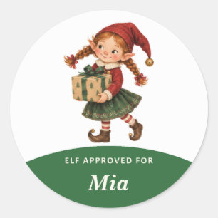 Personalisiertes Elf-Zertifiziertes Weihnachten Runder Aufkleber