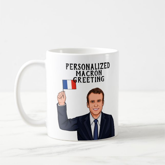 PERSONALISIERTES EMMANUEL-MACRON KAFFEETASSE (Links)