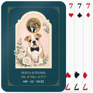 Personalisiertes Englisch Bulldogge Hochzeitsgesch Spielkarten