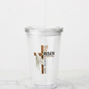 Personalisiertes Er ist auferstanden Vintage-Oster Acryltrinkbecher