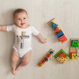 Personalisiertes Er ist auferstanden Vintage-Oster Baby Strampler