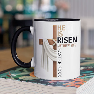 Personalisiertes Er ist auferstanden Vintage-Oster Tasse