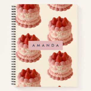 Personalisiertes Erdbeerkuchenmuster Notizbuch